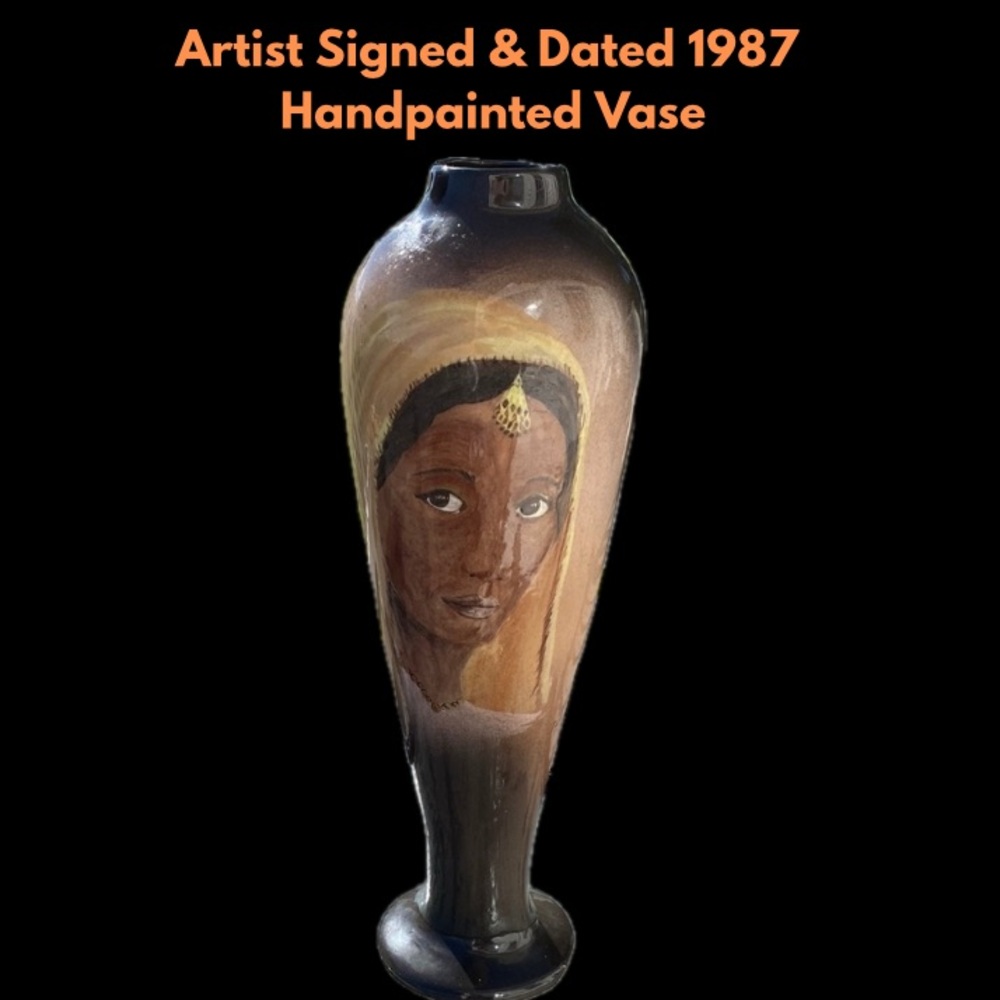 Artist Signed & Dated 1987  Handpainted Vase
